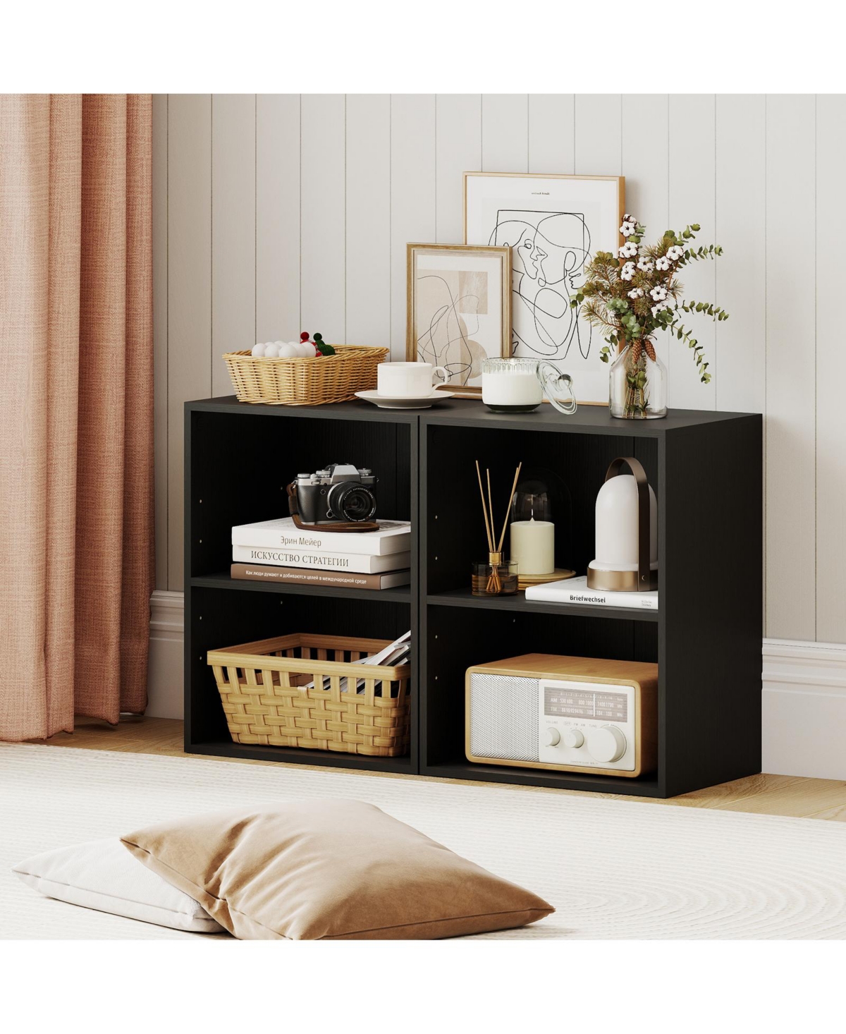 Sugift Two Cube Floor Standing Bookcase with Adjustable Shelf Positions