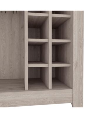 38 Bar-Coffee Cart with 8 Bottle Racks, 1 Cup Holder and Central Shelf