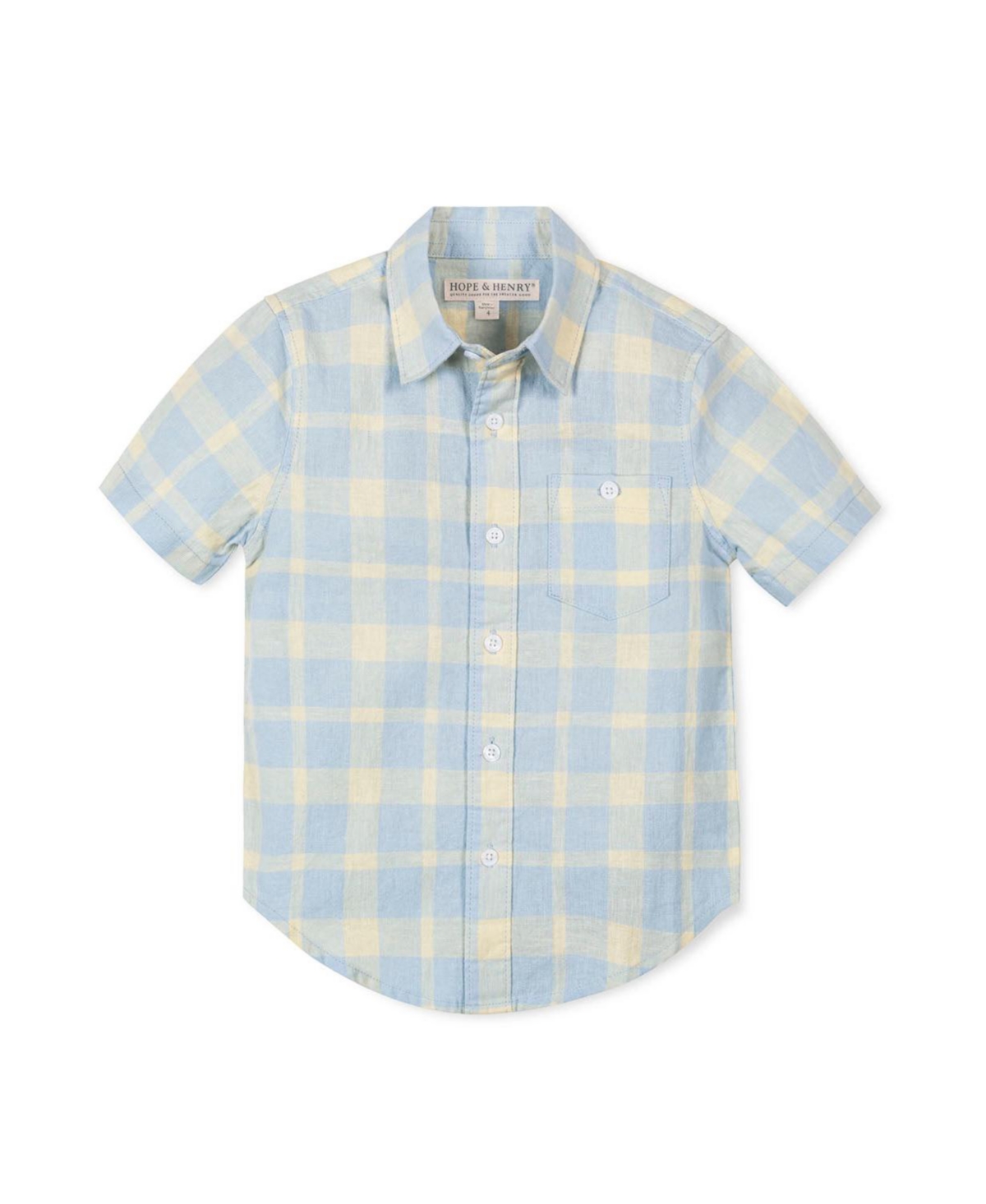 Hope & Henry Boys Linen Short Sleeve Shirt - Sunlit plaid