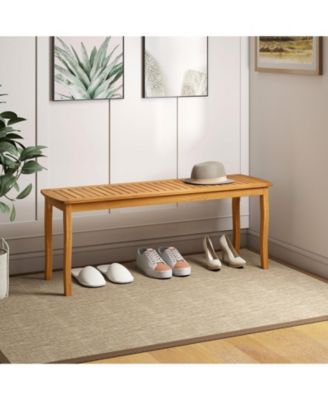 Acacia Wood Outdoor 48" Long Patio Dining Bench-2 Pieces