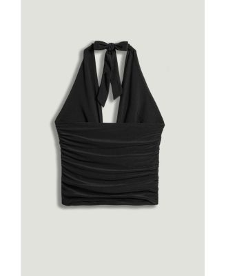 Women's Deep V Halter Detail Blouse