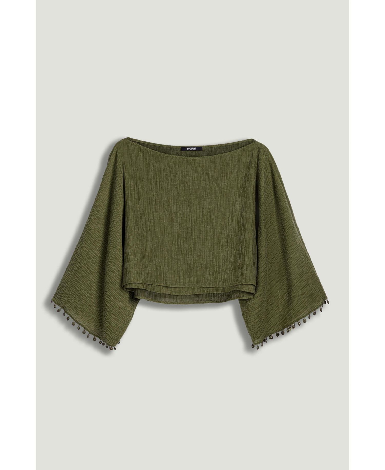 Women's Cropped Boat-Neck Blouse