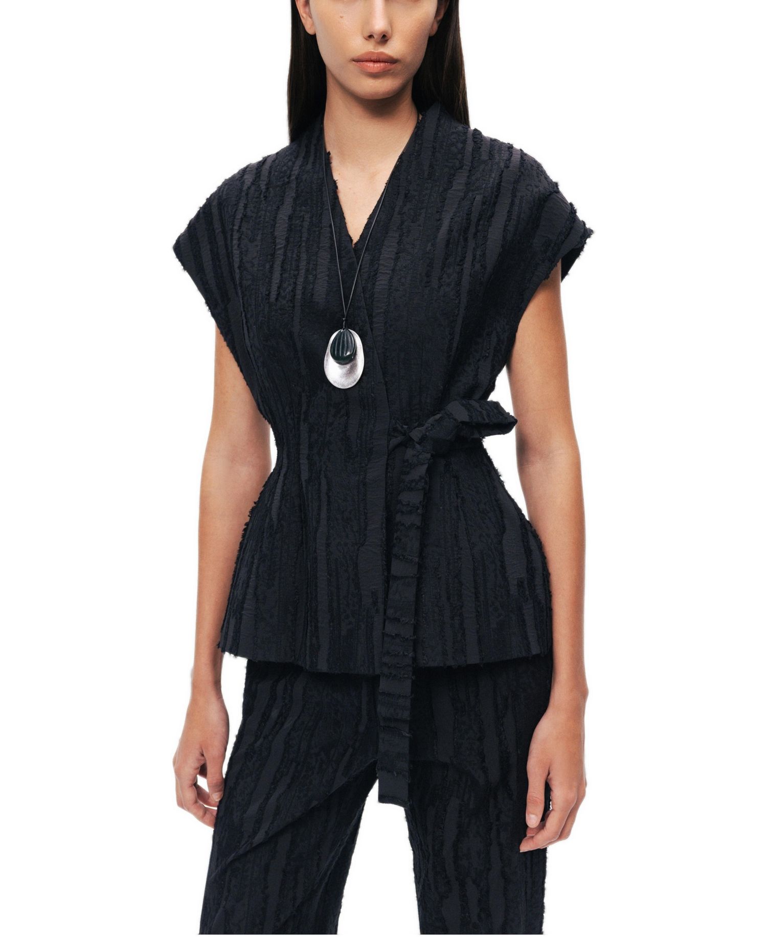 Women's Textured Belted Vest