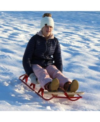 Metal Runner Steel/Wood 60" Long Snow Slider Sled for Kids