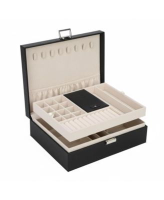 Travel Jewelry Organizer PU Leather Storage Case Necklace Earring Holder Display Tray