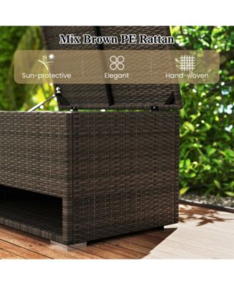  PE Rattan Patio Storage Bin with Waterproof Liner and Shoe Rack