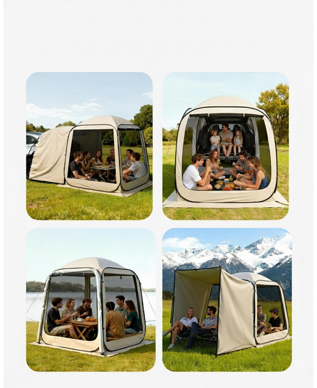 Gouun Pop Up Suv Tailgate Screen Tent 6x6 ft for 4-6 People with Carry Bag and Netting Sides