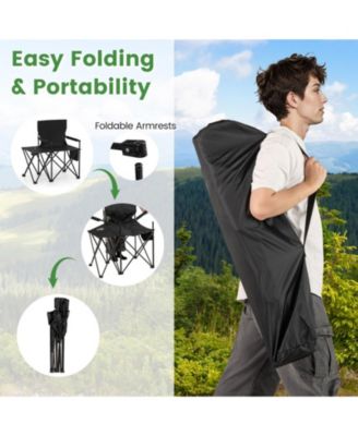 Oversized Camping Chair with Integrated Side Table and Storage Pockets