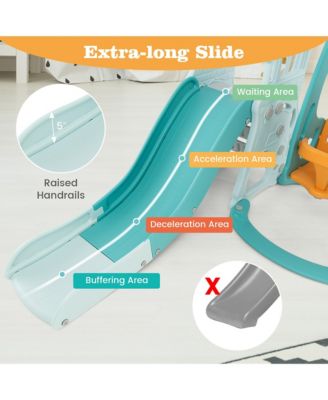 Toddler Slide and Swing Set 4-in-1 Indoor Playground w/ Extra-long Slide