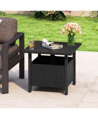Outdoor Umbrella Table Base Stand with Side Table and Umbrella Hole