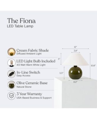 Fiona Classic Ceramic LED Table Lamp with Fabric Empire Shade