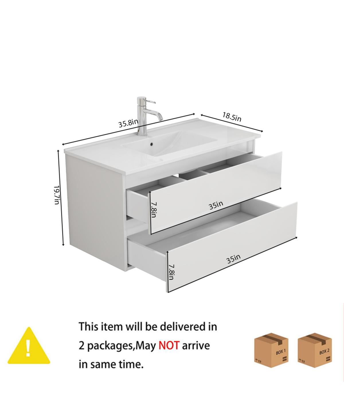 Sillysis Walnut Freestanding Bathroom Vanity with Sintered Stone Top, Ceramic Sink, Soft Close Storage