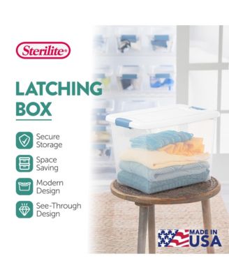 25 Quart Latching Storage Box, Stackable Bin with Latch Lid, 12 Pack
