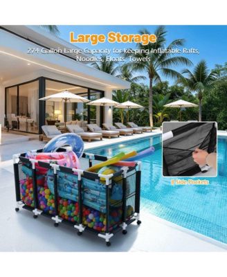 2PCS Extra Large Mesh Pool Storage Bins w/ Mesh Cover Net for Pool Floats