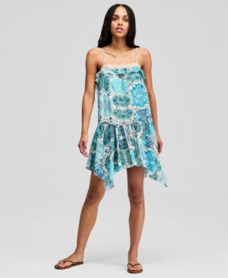 And Now This Petite Square Neck Floral Mini Dress Macys Exclusive - Blue Paisley 70$