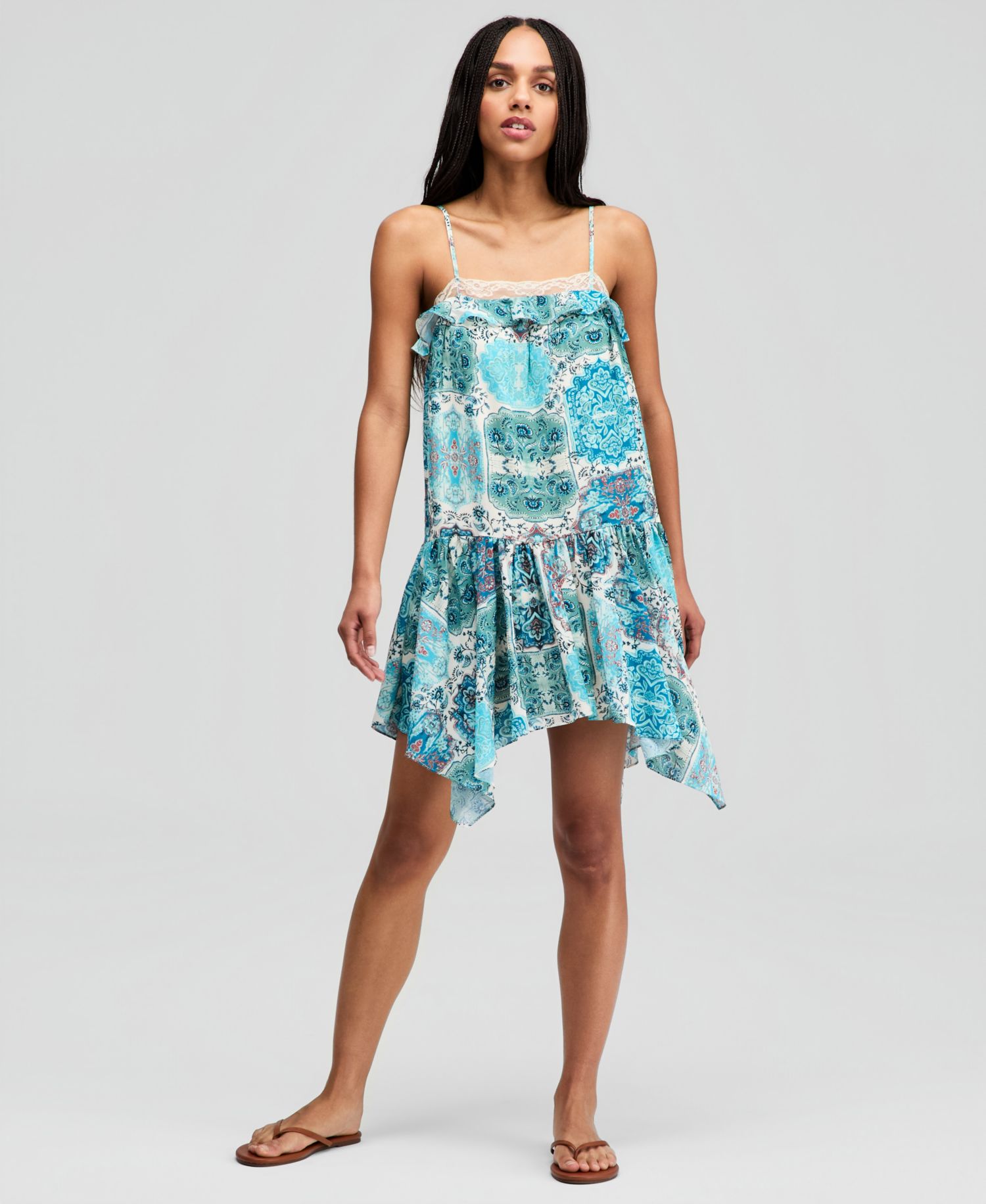 Petite Square Neck Floral Mini Dress