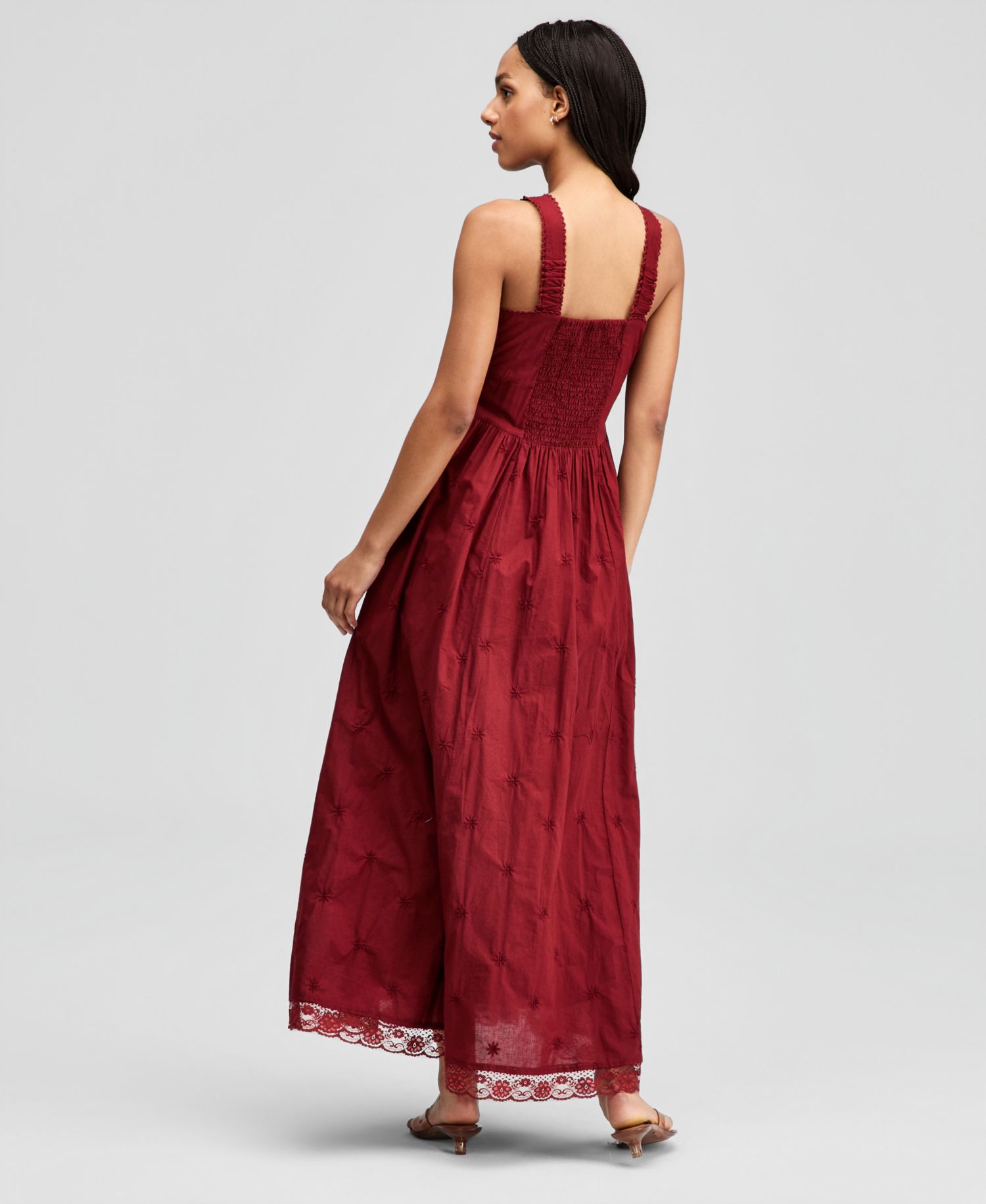 Petite Embroidered Square-Neck Dress