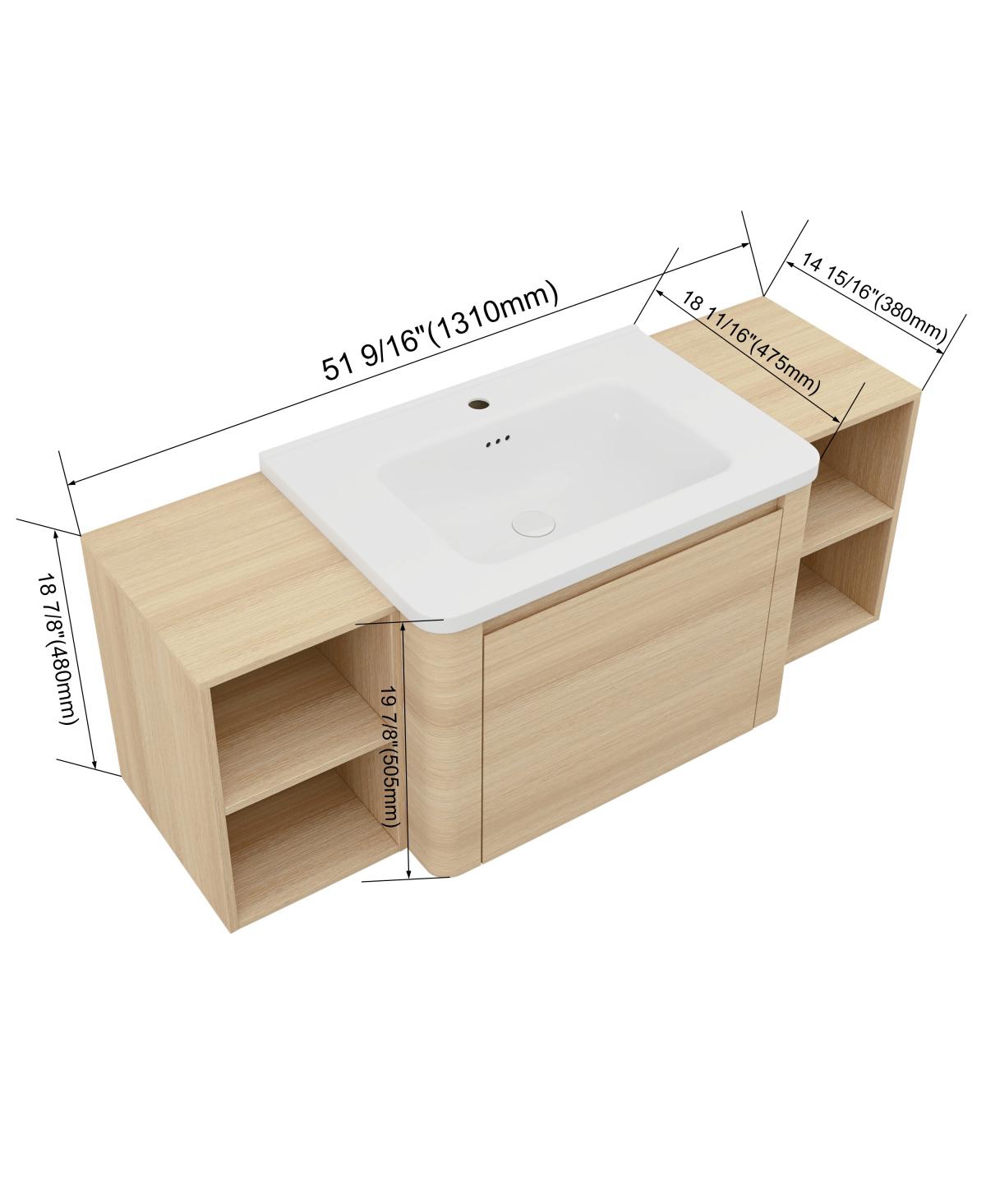Sillysis Inch Wall Mounted Bathroom Vanity with Ceramic Sink, Soft Close Door and Plywood Cabinet