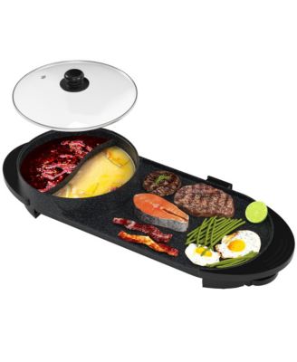 Portable 2-in-1 Electric Hot Pot and BBQ Grill - Non-Stick Teppanyaki Pan