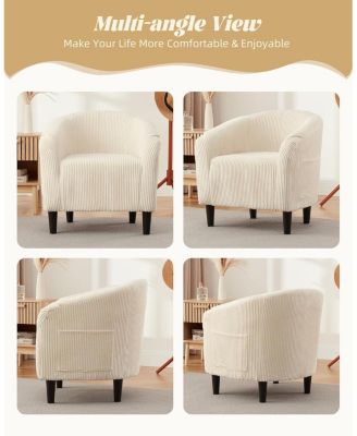 Accent Barrel Chair Corduroy Club Chair Elegant Armchair Cozy Backrest for Living Room Bedroom Reception Room Office