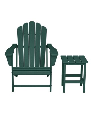 Outdoor Patio HDPE Adirondack Chair With Cup Holder and Table Set