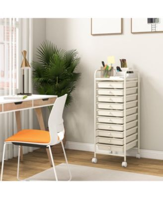 10 Drawer Rolling Storage Cart Organizer with 4 Universal Casters