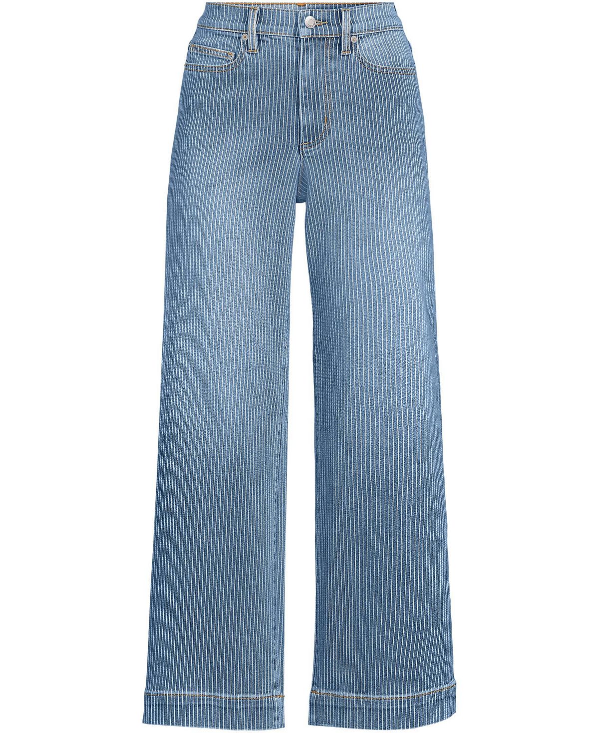 Lands' End Women's Recover Denim High Rise Wide Leg Crop Jeans view 3 — MAYCSS fashion products