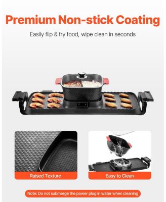 2300W 2-in-1 Electric Hot Pot with Grill, Removable Pot, Dual Temperature Control, Serves 1-6