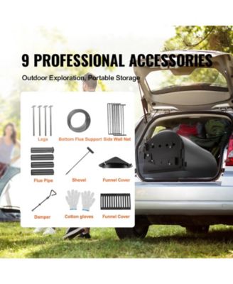 118 Inch Camping Tent Wood Stove with Chimney Pipes, Portable Alloy Steel Hot Tent Stove