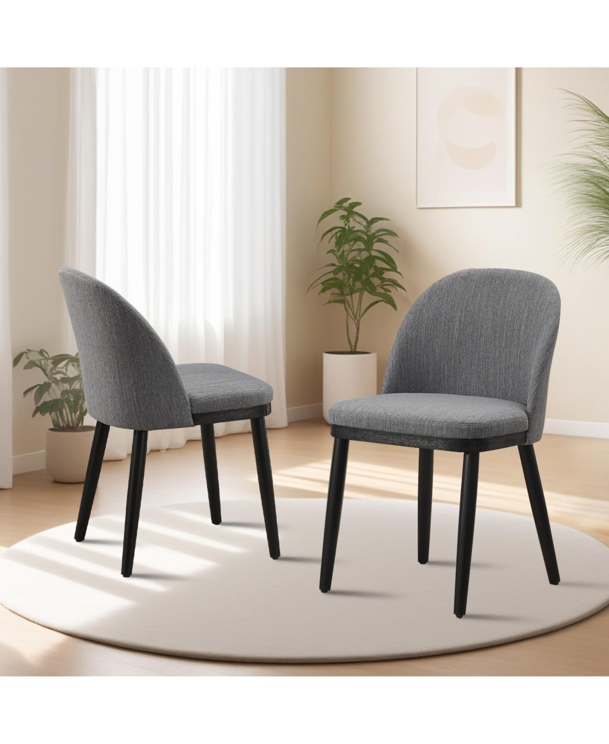 gaomon Wooden Dining Chairs Set of Modern Fabric Upholstered Dining Room Chair, Large Dining Room Kitchen Chairs with High Back and Deep Seat