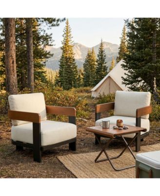 Patio Chair with Cushions, Outdoor Sofa with Metal Frame & Thick Seat Cushion, Modern Lounge Chair for Patio, Porch, Poolside