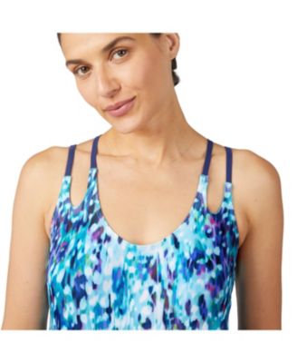 Women's Double Strap Cut Out Blouson Tankini Top