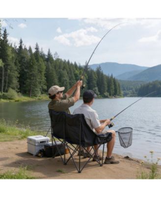 Double Camping Chair for Two 660 lbs with Dual Cup Holders