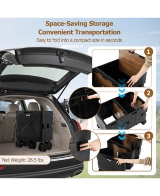 Large Foldable Utility Cart with Two Tier Storage and Handle