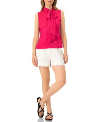 Women's Sleeveless Satin Blouse with Neck Tie