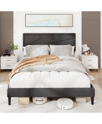 Queen Size Upholstered Platform Bed Frame with High Headboard