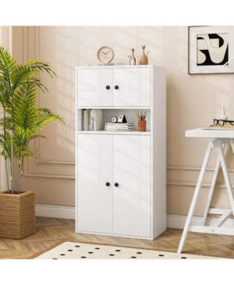44 Inches Tall Bookshelf with Doors and Adjustable Shelf-1 Piece