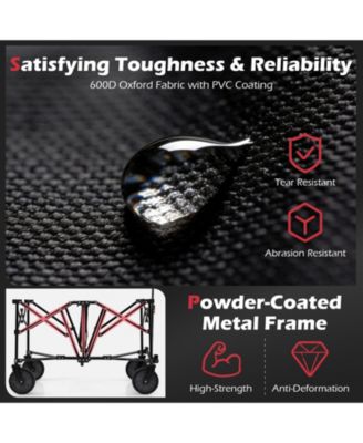 38 Inch 400 LBS Heavy-Duty Collapsible Wagon Cart with Adjustable Handle for Camping Garden