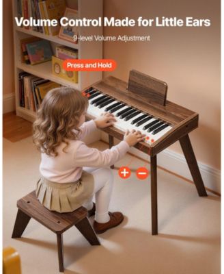 37 Key Wooden Digital Piano Set with Dual Power, Ages 3