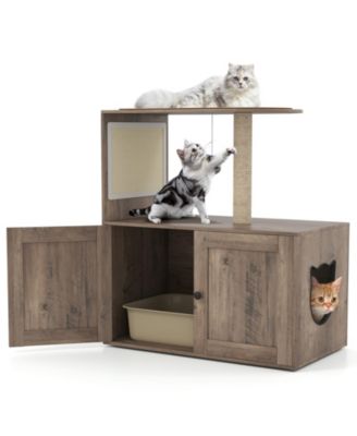 Cat Tree 34 in with Litter Box Enclosure and Sisal Post