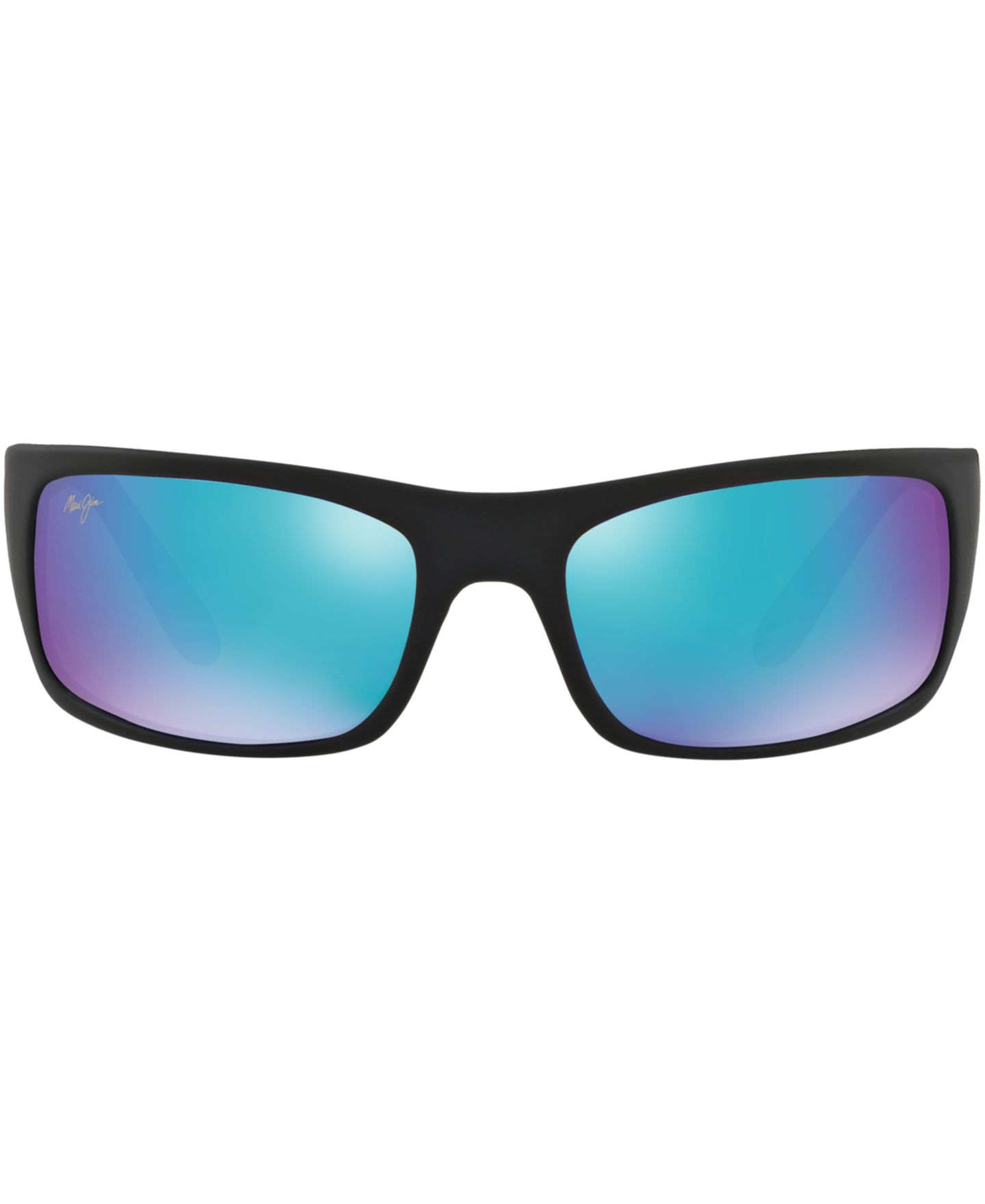 Женские солнцезащитные очки Maui Jim Peahi Polarized Sunglasses, 202 Blue Hawaii Collection, цвет: Чёрный матовый / Синий — фото 2