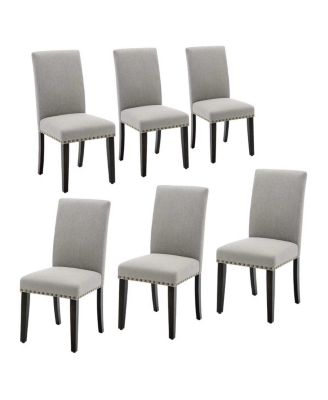 Dining Chairs Set of,Modern Fabric Upholstered Ergonomic Chairs with Curved Backrest,Heavy-Duty Wood Legs