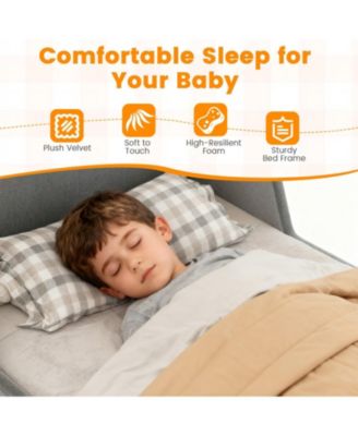 Upholstered Toddler Bed Frame with Safety Rails