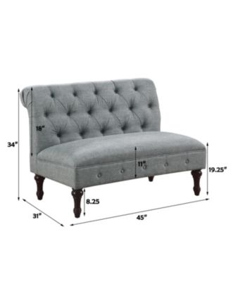 Classic Button-Tufted Linen Loveseat with Vintage Wood Legs and Plush Cushioning