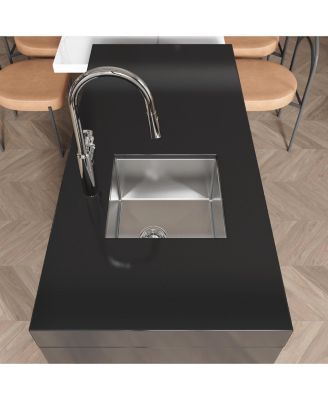 Stainless Steel Kitchen Sink, Single Bowl, Undermount HandmadeSink in Brushed Nickel, with US Standard Drain and Hook