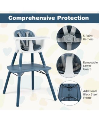 4-in-1 Baby Convertible Toddler Table Chair Set with PU Cushion