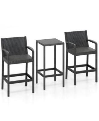 3 Pieces Patio Bar Set with 2 Stools and 1 Bar Table