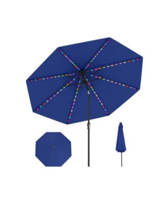 10 Feet Solar Patio Umbrella with 96 Multi-Colored Flowing LED Lights and Tilt Adjustment