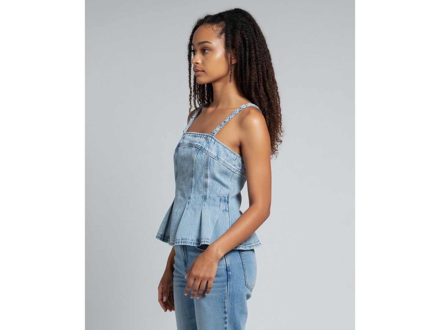 Женский топ Blank NYC Square Neck Sleeveless Cotton Denim, цвет: Weekend Vlog — фото 3