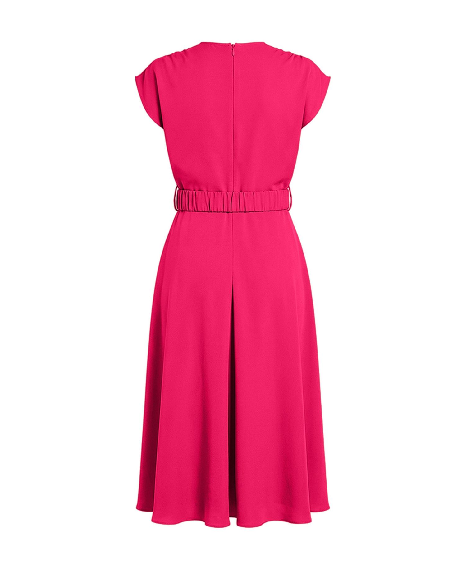 Women's Sleeveless Midi Satin Dress with Belt